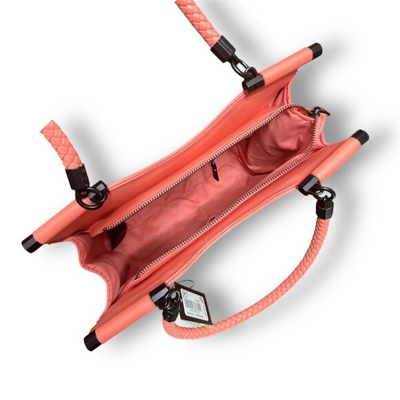 Badgley Mischka Coral Vegan Leather Crossbody Bag Braided Handle Zip Top NWT - Picture 7 of 9